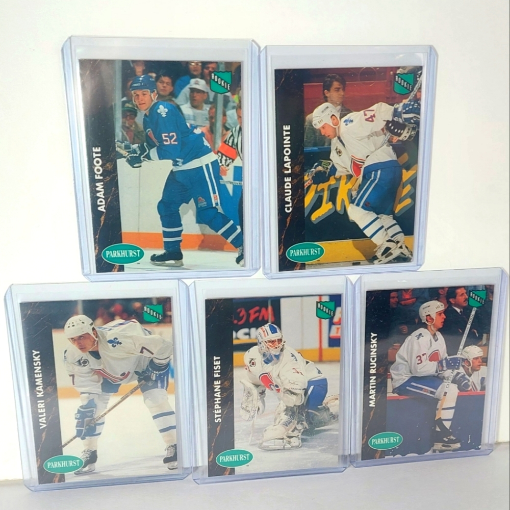 Quebec Nordiques 1991/92 Parkhurst 4 Rookie Card Lot Plus Goalie Stephane Fiset
